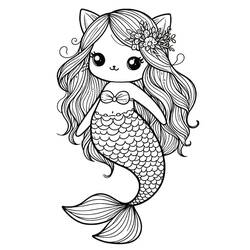 Coloring page: Mermaid Cat (Characters) #212800 - Free Printable Coloring Pages