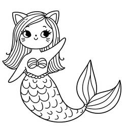 Coloring page: Mermaid Cat (Characters) #212802 - Free Printable Coloring Pages