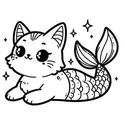 Coloring page: Mermaid Cat (Characters) #212807 - Free Printable Coloring Pages