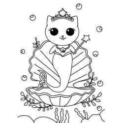 Coloring page: Mermaid Cat (Characters) #212811 - Free Printable Coloring Pages