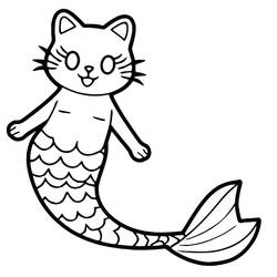 Coloring page: Mermaid Cat (Characters) #212813 - Free Printable Coloring Pages