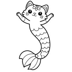 Coloring page: Mermaid Cat (Characters) #212814 - Free Printable Coloring Pages