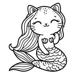 Coloring page: Mermaid Cat (Characters) #212815 - Free Printable Coloring Pages