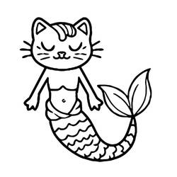 Coloring page: Mermaid Cat (Characters) #212816 - Free Printable Coloring Pages