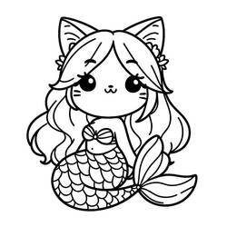 Coloring page: Mermaid Cat (Characters) #212821 - Free Printable Coloring Pages