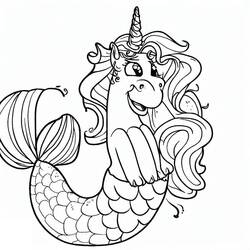 Coloring page: Mermaid Unicorn (Characters) #186428 - Free Printable Coloring Pages
