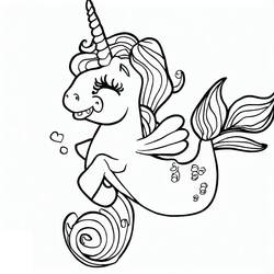 Coloring page: Mermaid Unicorn (Characters) #186430 - Free Printable Coloring Pages