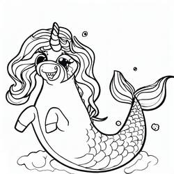 Coloring page: Mermaid Unicorn (Characters) #186431 - Free Printable Coloring Pages