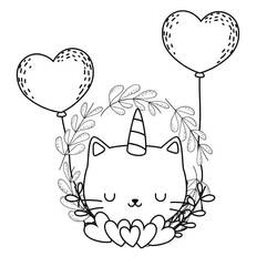 Unicorn Cat (Characters) coloring page #199287 to print and color