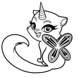 Unicorn Cat (Characters) coloring page #199293 to print and color