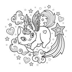 Unicorn Cat (Characters) coloring page #199294 to print and color
