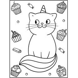 Unicorn Cat (Characters) coloring page #199303 to print and color
