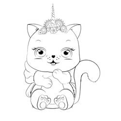 Unicorn Cat (Characters) coloring page #199312 to print and color