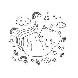 Unicorn Cat (Characters) coloring page #199313 to print and color