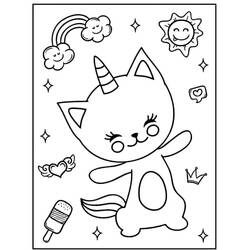 Unicorn Cat (Characters) coloring page #199324 to print and color