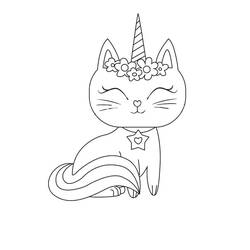Unicorn Cat (Characters) coloring page #199328 to print and color