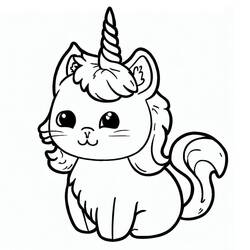Unicorn Cat (Characters) coloring page #199329 to print and color