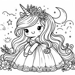 Unicorn Princess (Characters) coloring page #212024 to print and color