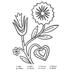Coloring pages: Flowers Color by Numbers - Free Printable Coloring Pages