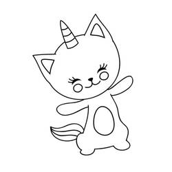 Coloring pages: Unicorn Cat - Free Printable Coloring Pages