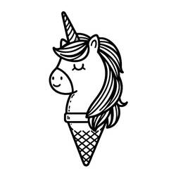 Coloring pages: Unicorn Ice Cream - Free Printable Coloring Pages