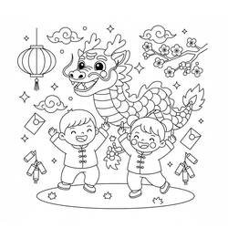 Chinese New Year (Holidays and Celebrations) coloring page #221746 to print and color