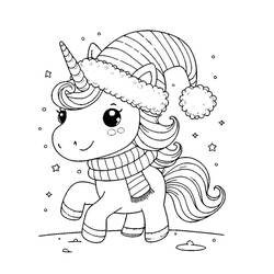 Christmas Unicorn (Holidays and Celebrations) coloring page #222184 to print and color