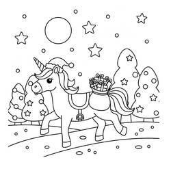 Christmas Unicorn (Holidays and Celebrations) coloring page #222189 to print and color