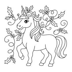Christmas Unicorn (Holidays and Celebrations) coloring page #222204 to print and color