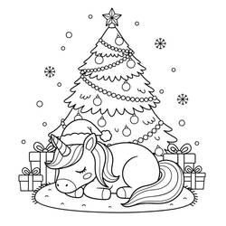 Christmas Unicorn (Holidays and Celebrations) coloring page #222208 to print and color