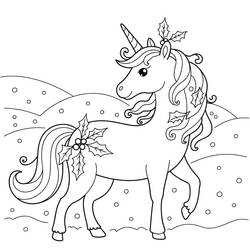 Christmas Unicorn (Holidays and Celebrations) coloring page #222218 to print and color