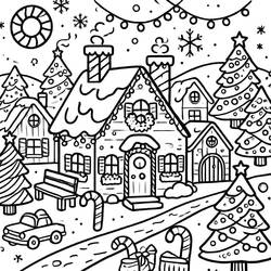 Coloring pages: Christmas Village - Free Printable Coloring Pages