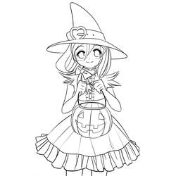 Coloring page: Halloween Witch (Holidays and Celebrations) #200318 - Free Printable Coloring Pages