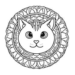 Coloring pages: Cat Mandalas - Free Printable Coloring Pages