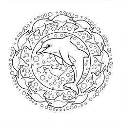Coloring page: Dolphin Mandalas (Mandalas) #219090 - Free Printable Coloring Pages