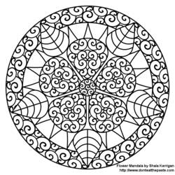 Coloring page: Flowers Mandalas (Mandalas) #117036 - Printable coloring pages