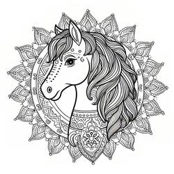 Coloring page: Horse Mandalas (Mandalas) #213429 - Free Printable Coloring Pages