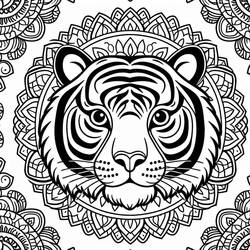 Coloring page: Tiger Mandalas (Mandalas) #221052 - Free Printable Coloring Pages