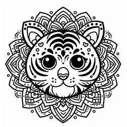 Coloring pages: Tiger Mandalas - Free Printable Coloring Pages