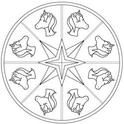 Coloring page: Unicorn Mandalas (Mandalas) #174010 - Free Printable Coloring Pages