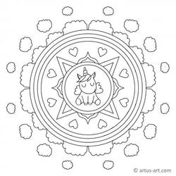 Coloring page: Unicorn Mandalas (Mandalas) #174018 - Free Printable Coloring Pages