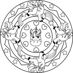 Coloring page: Unicorn Mandalas (Mandalas) #174021 - Free Printable Coloring Pages