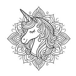 Coloring page: Unicorn Mandalas (Mandalas) #218297 - Free Printable Coloring Pages