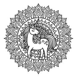 Coloring page: Unicorn Mandalas (Mandalas) #218299 - Free Printable Coloring Pages