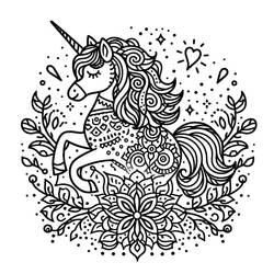 Coloring page: Unicorn Mandalas (Mandalas) #218302 - Free Printable Coloring Pages