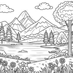 Coloring page: Lake (Nature and Seasons) #207335 - Free Printable Coloring Pages