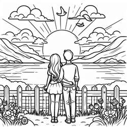 Coloring pages: Sunset - Free Printable Coloring Pages