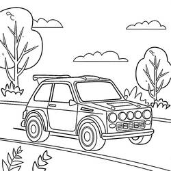 Rally Car (Transportation) coloring page #217340 to print and color