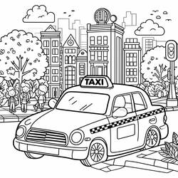 Coloring page: Taxi (Transportation) #204436 - Free Printable Coloring Pages