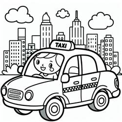 Coloring page: Taxi (Transportation) #204437 - Free Printable Coloring Pages